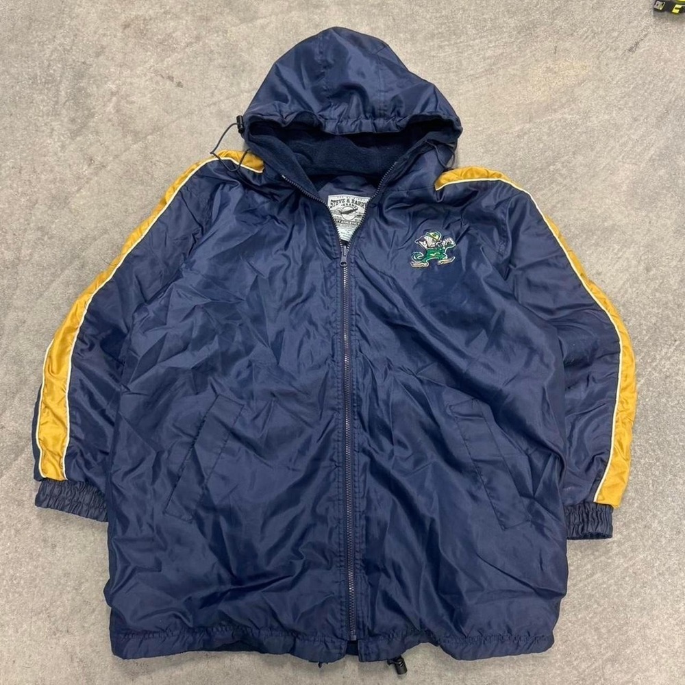 Mens Notre Dame Steve & Barrys Zip Up Puffer Jacket Navy Blue Medium